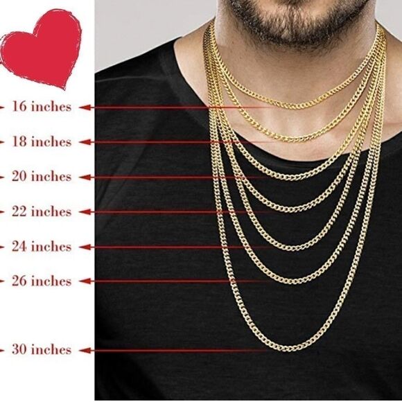 Men’s 18k over 925 Cuban/Curb Chain Necklace - Picture 1 of 5